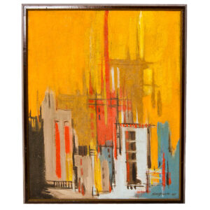 1965 Abstract Oil Signed Kloszewski — “City Sunset”