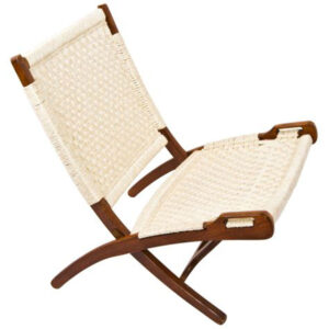 Walnut Danish Cord Folding Chair