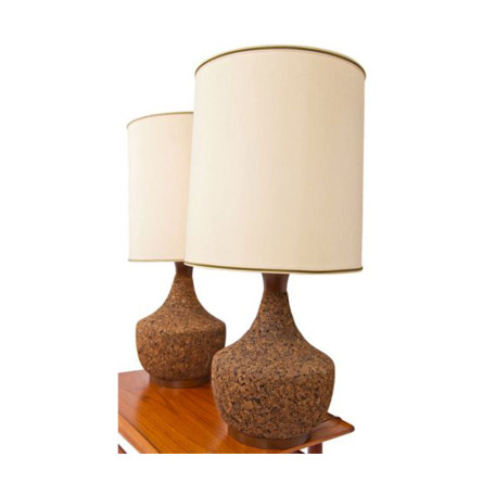 Pair of Cork Base Lamps