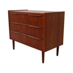 3 Drawer Compact Low Teak Cabinet w/ Sexy Pulls