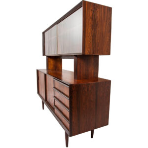 Compact 2-Piece Danish Modern Rosewood Sideboard w/ Display Top by Falster