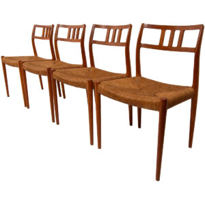 Set of 4 Danish Modern Teak Niels Møller (#79) Dining Chairs w/ Rope Seats