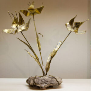 Mid Century Modern Metal Brass Tulip Sculpture