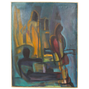 Mid Century Blue Abstract Artwork