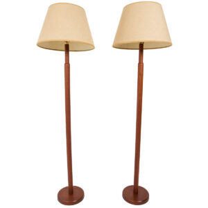 Pair of Tall Danish Modern Teak Lamps