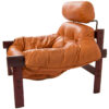 Rare Percival Lafer Brazilian Leather Chair w/ Headrest & Ottoman