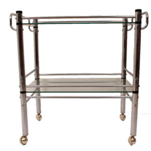 1970s Glass and Chrome Bar – Serving Cart