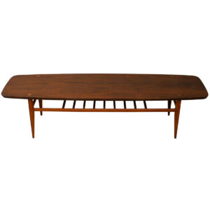 Mid Century Modern Walnut Coffee Table with Slat Shelf