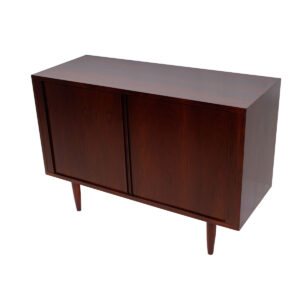 Condo-Sized Danish Rosewood Tambour Door Sideboard / Media / Bar Cabinet