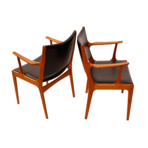 Set of 6 (2 Arm + 4 Side) Danish Modern Teak Dining Chairs