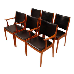 Set of 6 (2 Arm + 4 Side) Danish Modern Teak Dining Chairs