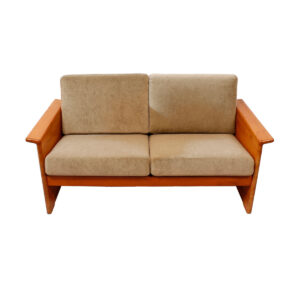 Danish Modern Teak Settee with Fabric Upholstery