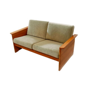 Danish Modern Teak Settee with Fabric Upholstery