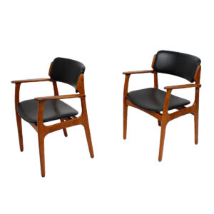 Pair of Designer Danish Modern Arm Chairs by Erik Buch