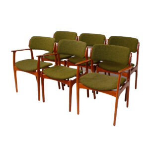 Set of 6 Designer Danish Modern Teak Dining Chairs by Erik Buch