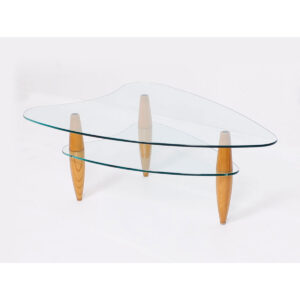 Apartment Size 2-Tier Modernist ‘Arrowhead’ Glass Coffee Table