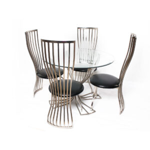 Modern Chrome Dining Table with Four Chairs