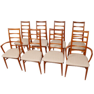 8 Koefoeds Hornslet (2 Arm 6 Side) Teak Dining Chairs