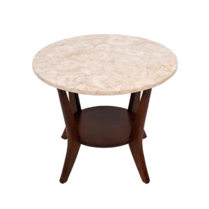 Pair of Travertine Marble Top Side/Accent Tables