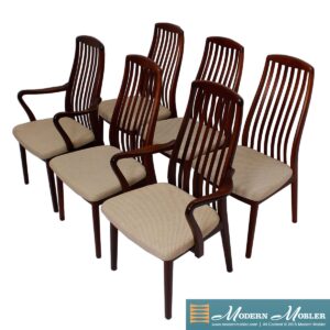 Set of 6 (2 Arm + 4 Side) Danish Modern Slatback Dining Chairs