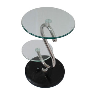 2 Tier Modernist Glass Top Accent Table