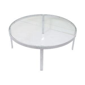 Milo Baughman Glass & Chrome Round Coffee Table