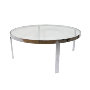 Milo Baughman Glass & Chrome Round Coffee Table