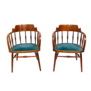Pair of MCM Drexel Walnut Dining Arm Chairs