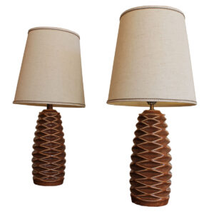 Pair of Mid-Century Modern Lamps w/ Lozenge Pattern
