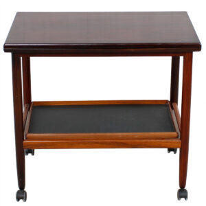 Expanding Danish Rosewood Bar Cart w/ Removable Serving Tray