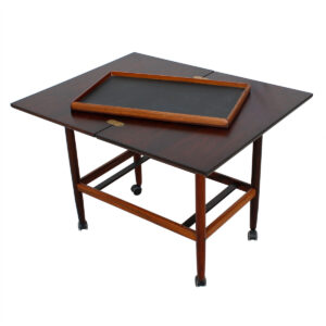 Expanding Danish Rosewood Bar Cart w/ Removable Serving Tray