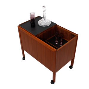 Versatile Danish Modern Teak Bar Cart with Great Storage
