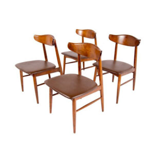 Just Reupholstered in Dark Brown – Set of 4 MCM Walnut Dining Chairs