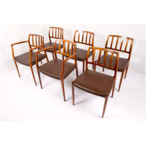 Set of 6 (2 Arm 4 Side) Fabulous Niels Møller Rosewood Dining Chairs w/ New Upholstery!