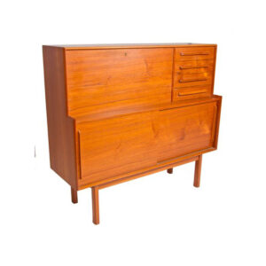 Rare Compact Danish Modern Bar – Secretary Unit with Locking Door