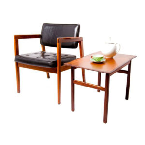 Mini Danish Modern Teak Accent – Side Table with Rosewood Accents