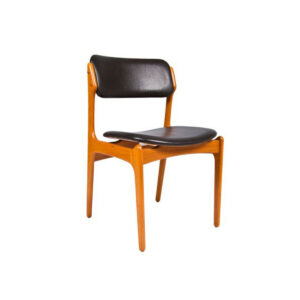 Set of 6 Designer Danish Modern Teak & Leather Dining Chairs by Erik Buch