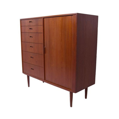 2996-FalsterTambourDoorDanishTallTeakDresser