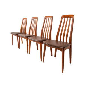 Set of 4 Slim Teak Danish Modern Tall Dining Chairs