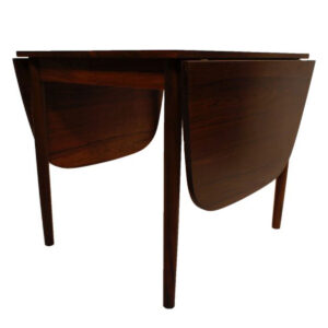 Danish Modern Rosewood Mini Expanding Dining Table with 4 Leaves