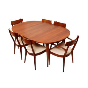 Drexel Rounded-Square Walnut Expanding Dining Table