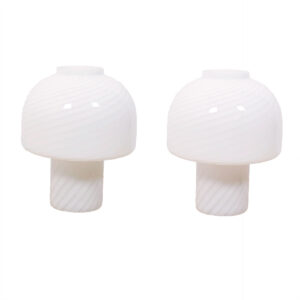 Pair of Murano Glass Mushroom Lamps by Vistosi