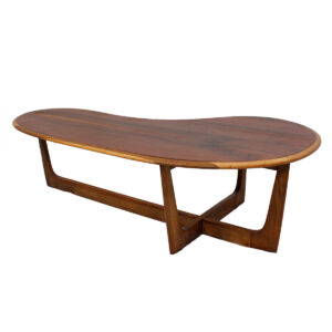 Mid Century Walnut Kidney Shaped Coffee Table