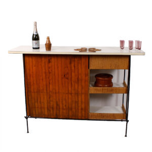 Arthur Umanoff Bar + 2 Matching Barstools