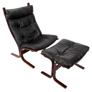 Pair of Westnofa Leather and Rosewood Lounge Chairs