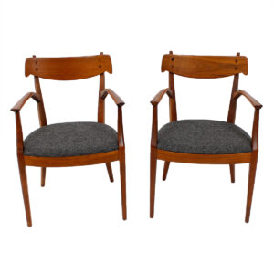 Pair of MCM Drexel Walnut Dining Arm Chairs