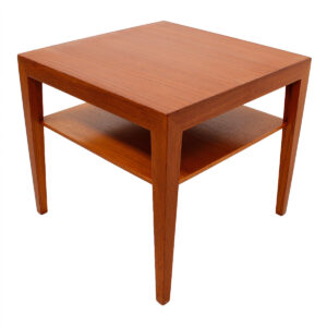 Danish Teak Accent — Side Table with Shelf by Haslev