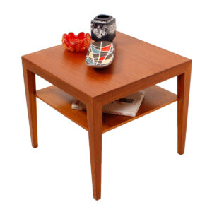 Danish Teak Accent — Side Table with Shelf by Haslev