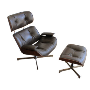Leather Mid Century Eames Style Lounge Chair and Ottoman