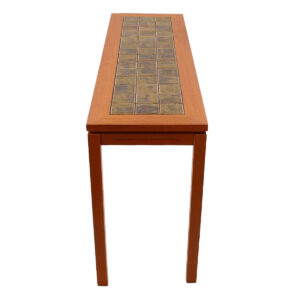Danish Modern Compact Teak and Tile Console Table